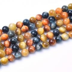 Dyed Multicolor Tiger Eye Plain Rounds, Approx 6-12mm, Sell by Strand
