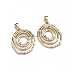 Stainless Steel Pendants, Swirl Round Charm, Golden, Approx 28.7x24.7x1.6mm, Sale by Piece