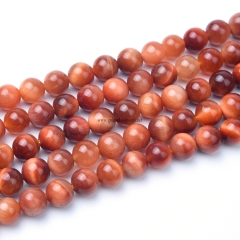 Dyed Orange Tiger Eye Plain Rounds, Approx 6-10mm, Sell by Strand