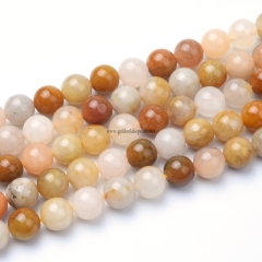 Natural Multicolor Yellow Jades Plain Rounds, Approx6-10mm, Sell by Strand