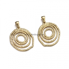 Stainless Steel Pendants, Textured Swirl Round Charm, Golden, Approx 28.7x24.7x1.6mm, Sale by Piece