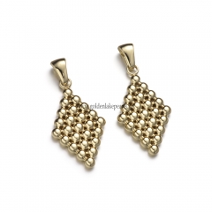 Stainless Steel Pendants, Dots Rhombus Charm, Golden, Approx 27.2x15x2.7mm, Sale by Piece