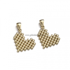 Stainless Steel Pendants, Dots Heart Charm, Golden, Approx 20.2x18x2.1mm, Sale by Piece