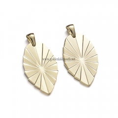Stainless Steel Pendants, Leaf Charm, Golden, Approx 30.2x18.2x2mm, Sale by Piece