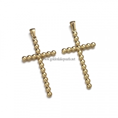 Stainless Steel Pendants, Cross Charm, Golden, Approx 48x25.2x3mm, Sale by Piece