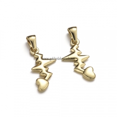 Stainless Steel Pendants, Heartbeat Charm, Golden, Approx 21.8x12.2x2.3mm, Sale by Piece