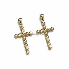 Stainless Steel Pendants, Cross Charm, Golden, Approx 33x18.2x3mm, Sale by Piece