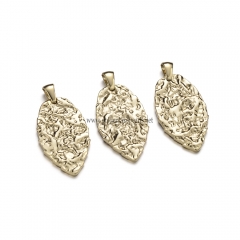 Stainless Steel Pendants, Textured, Leaf Charm, Golden, Approx 29.9x17.8x2.4mm, Sale by Piece