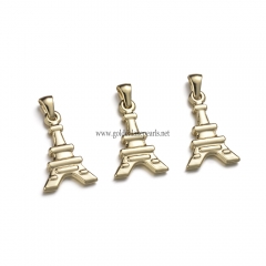 Stainless Steel Pendants, Eiffel Tower Charm, Golden, Approx 23.5x15.7x3mm, Sale by Piece