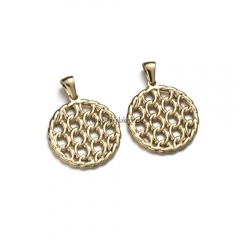 Stainless Steel Pendants, Flat Round Charm, Golden, Approx 24.5x22.1x1.8mm, Sale by Piece