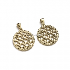 Stainless Steel Pendants, Flat Round Charm, Golden, Approx 24.4x22.3x1.7mm, Sale by Piece