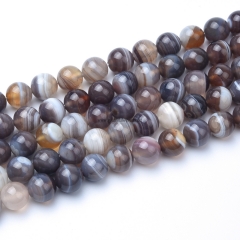 Natural Stripe Botswana Agate Plain Rounds, Approx 4-10mm, Sell by Strand