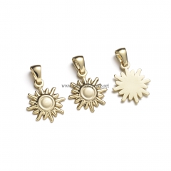 Stainless Steel Pendants, Sun Charm, Golden, Approx 18x15.3x1.6mm, Sale by Piece
