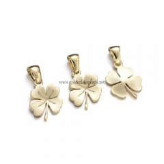 Stainless Steel Pendants, Clover Charm, Golden, Approx 16.2x12.6x1.8mm, Sale by Piece
