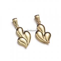 Stainless Steel Pendants, Peach Heart Charm, Golden, Approx 23.5x13x3.8mm, Sale by Piece