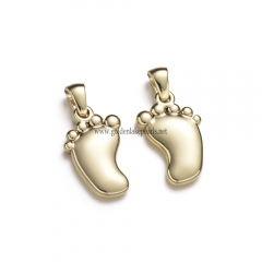 Stainless Steel Pendants, Baby Foot Charm, Golden, Approx 20.7x13x3.2mm, Sale by Piece