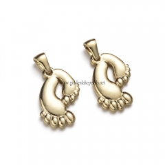 Stainless Steel Pendants, Footprint Charm, Golden, Approx 21.3x15.2x3.2mm, Sale by Piece