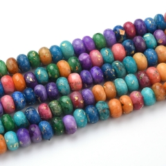 Multicolor Cloud Stone+Synthetic Opal Plain Rondelles, Approx 2x4mm~5x8mm, Approx 38cm/strand