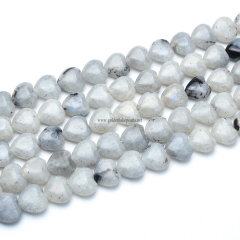 White Labradorite Hearts, Approx 8-12mm, Approx 38cm/strand