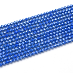 Light Royalblue Cubic Zirconia Faceted Rounds, Approx 3-5mm, 38cm/strand