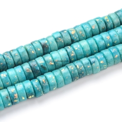 Turquoise Blue Cloud Stone+Synthetic Opal Wheels, Approx 2x4mm~3x8mm, Approx 38cm/strand