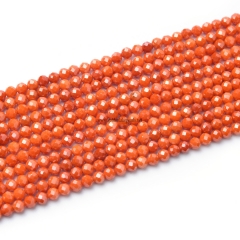 Vermilion Cubic Zirconia Faceted Rounds, Approx 3-5mm, 38cm/strand