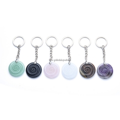 Natural Gemstone Vortex Pendant Keychain, Approx 92mm