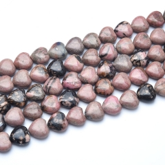 Black Rhodonite Hearts, Approx 8-12mm, Approx 38cm/strand
