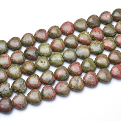 Unakite Hearts, Approx 8-12mm, Approx 38cm/strand