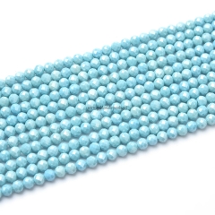Dark Aqua Blue Cubic Zirconia Faceted Rounds, Approx 3-4mm, 38cm/strand