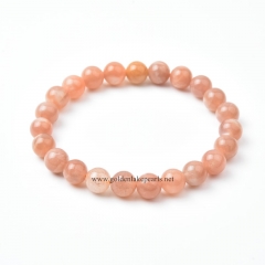 Peach Moonstone Plain Rounds Stretch Bracelets, Approx 8-10mm, Sell by Piece