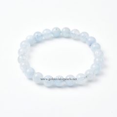 Dyed Aqua Blue Quartz Plain Rounds Stretch Bracelets, Approx 8mm, Sell by Piece