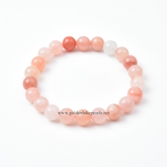 Natural Dusty Pink Jade Plain Rounds Stretch Bracelets, Approx 8-10mm, Sell by Piece