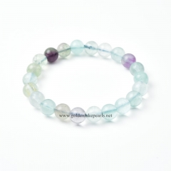 Multicolor Fluorite Plain Rounds Stretch Bracelets, Approx 8-10mm, Sell by Piece