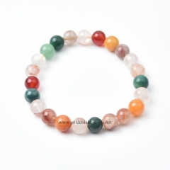 Multicolor Rutilated Quartz Plain Rounds Stretch Bracelets, Approx 8mm, Sell by Piece