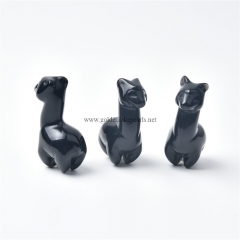Black Obsidian Carved Alpacos Sculpture Display Decorations, Approx 23x44x18.5mm, Sell by Piece