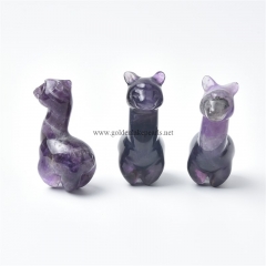 Amethyst Carved Alpacos Sculpture Display Decorations, Approx 23x44x18.5mm, Sell by Piece