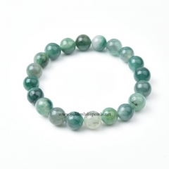 African Green Quartzite Jade Plain Rounds Stretch Bracelets, Approx 8-10mm, Sell by Piece
