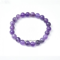 AB Grade Amethyst Plain Rounds Stretch Bracelets, Approx 8-10mm, Sell by Piece
