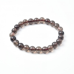 AA Grade Smoky Quartz Plain Rounds Stretch Bracelets, Approx 8-10mm, Sell by Piece