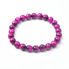 Faux Fuchsia Tiger Eye Plain Rounds Stretch Bracelets, Approx 8-10mm, Sell by Piece