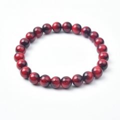 Faux Red Tiger Eye Plain Rounds Stretch Bracelets, Approx 8-10mm, Sell by Piece