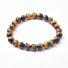 Faux Yellow Tiger Eye Plain Rounds Stretch Bracelets, Approx 8-10mm, Sell by Piece