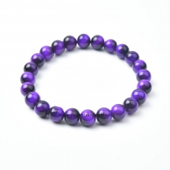 Faux Purple Tiger Eye Plain Rounds Stretch Bracelets, Approx 8-10mm, Sell by Piece