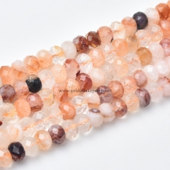 Yellow Tangerine Quartz Faceted Rondelles, Sharp Facets, Approx 5x8mm, Approx 38cm/strand