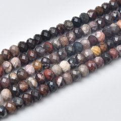 Coffee Wooden Jasper Faceted Rondelles, Sharp Facets, Approx 5x8mm, Approx 38cm/strand