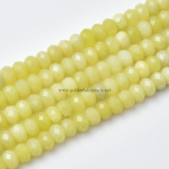 Lemon Jade Faceted Rondelles, Sharp Facets, Approx 5x8mm, Approx 38cm/strand