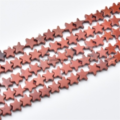 Red Jasper Flat Stars, Approx 6mm, Approx 38cm/strand