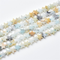 Chinese Amazonite Flat Stars, Approx 6mm, Approx 38cm/strand