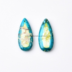 Impression Jasper Drop Earrings, with Gold Color Plated Base Metal Ear Hook, Approx 15x35mm, Sell by Pair